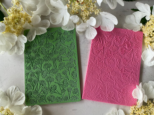 Australian Flowers - Coral Cockatoo Eucalyptus Blossoms Texture Mat 003