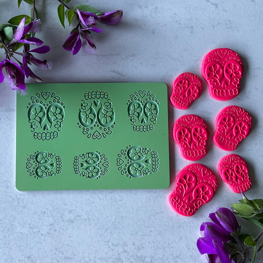 Sugar Skull Blooming Floral Eyes Collab Texture Mat - My Clay Co X Coral Cockatoo