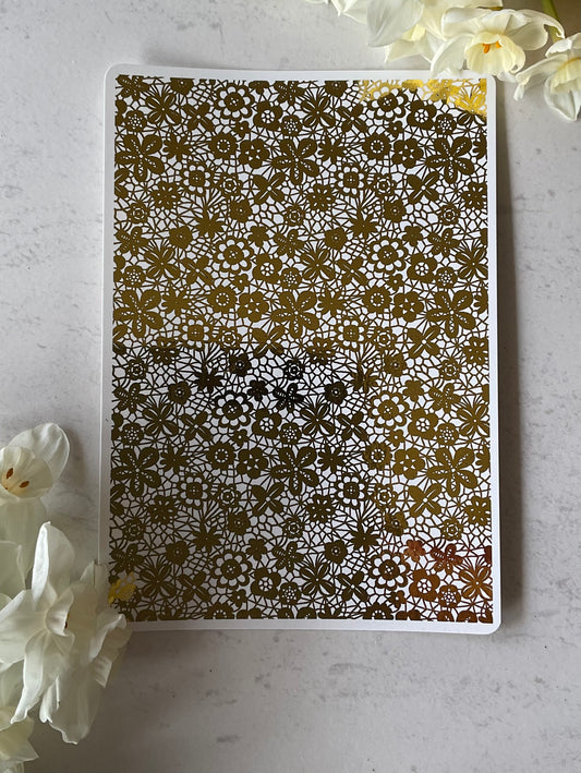 Contemporary Floral Lace Gold Foil 078