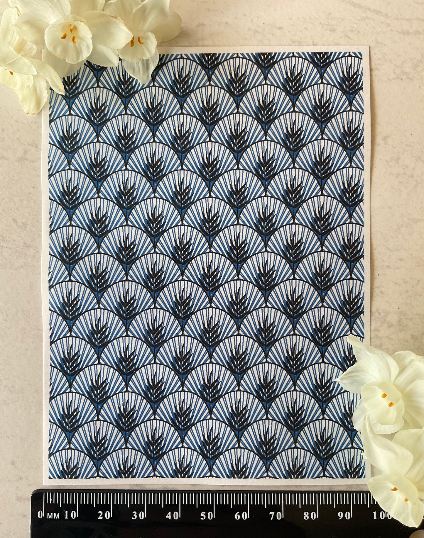 Art Deco Palm Scallops Only in Denim Blue Collab Colour Water Soluble Transfer - Me Oh My Graphics x Coral Cockatoo 26