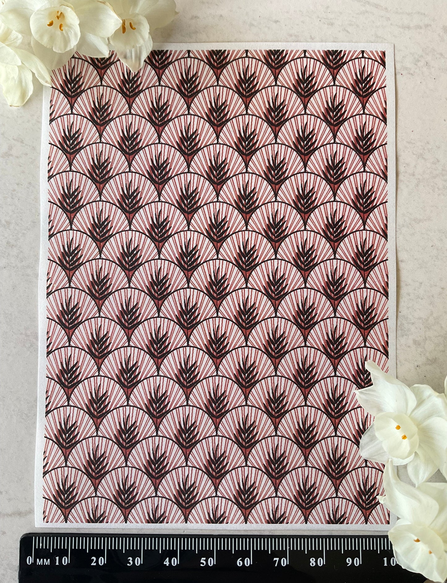 Art Deco Palm Scallops Only in Burnt Copper Collab Colour Water Soluble Transfer - Me Oh My Graphics x Coral Cockatoo 29
