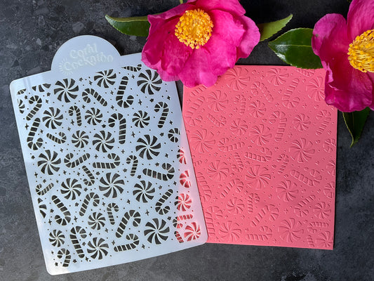 Ditsy Christmas Peppermints & Candy Canes Stencil 046