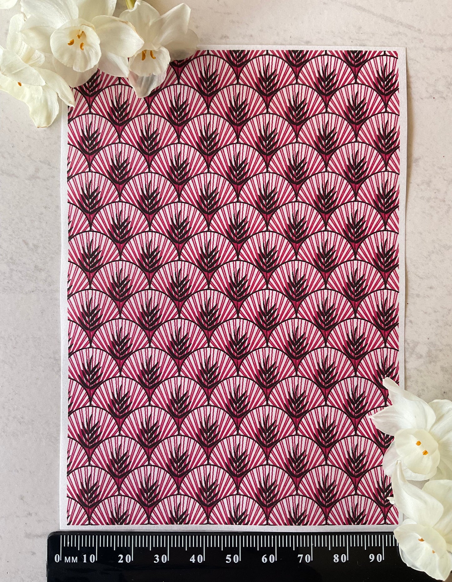 Art Deco Palm Scallops Only in Ravishing Raspberry Collab Colour Water Soluble Transfer - Me Oh My Graphics x Coral Cockatoo 27