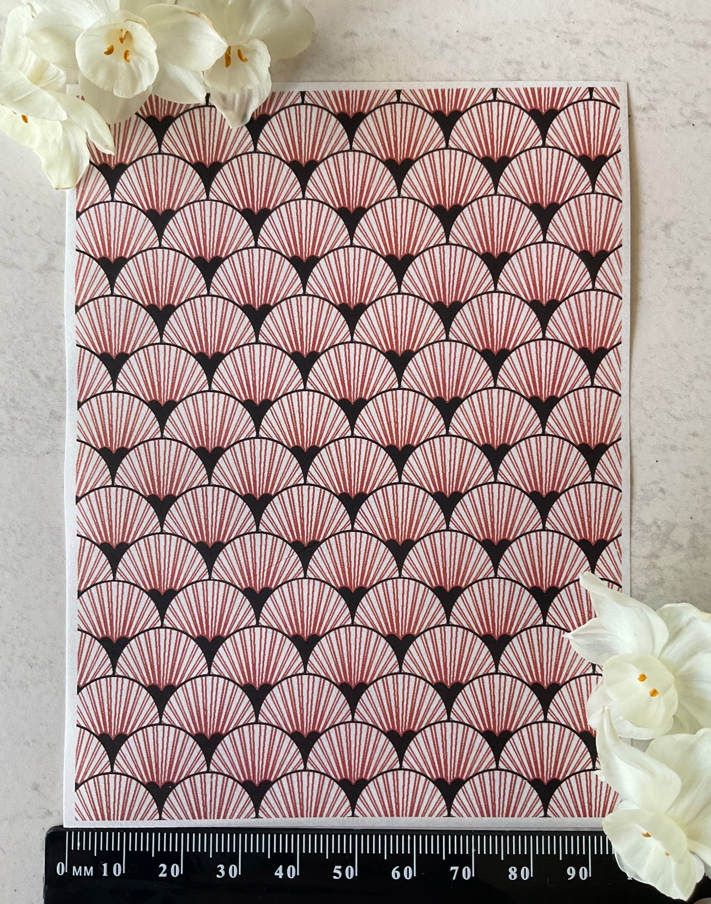 Art Deco Fan Scallops Only in Burnt Copper Collab Colour Water Soluble Transfer - Me Oh My Graphics x Coral Cockatoo 34