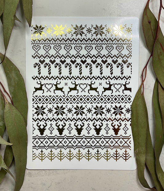Mini Christmas Sweater Pattern Gold Foil 001