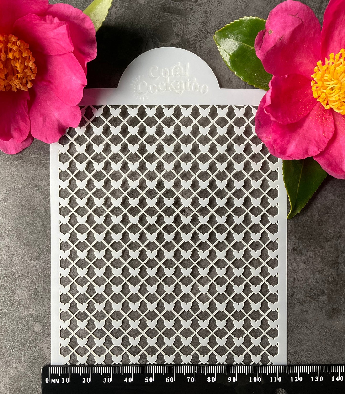 Mini Valentine Hearts Lattice Weave Stencil ST050