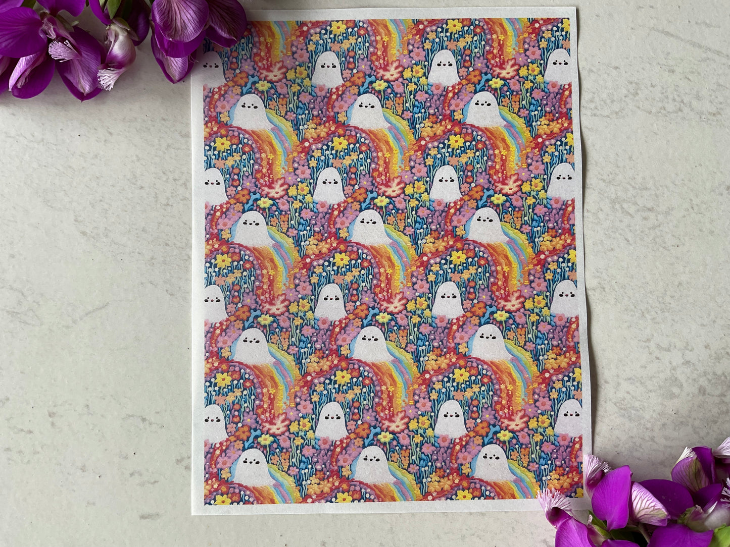 Rainbow Embroidered Ghosts Colour Water Soluble Transfer 008