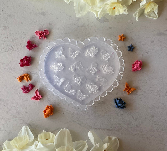 Butterflies, Koi & Waterlilies Floral Miniature Silicone Mold 003