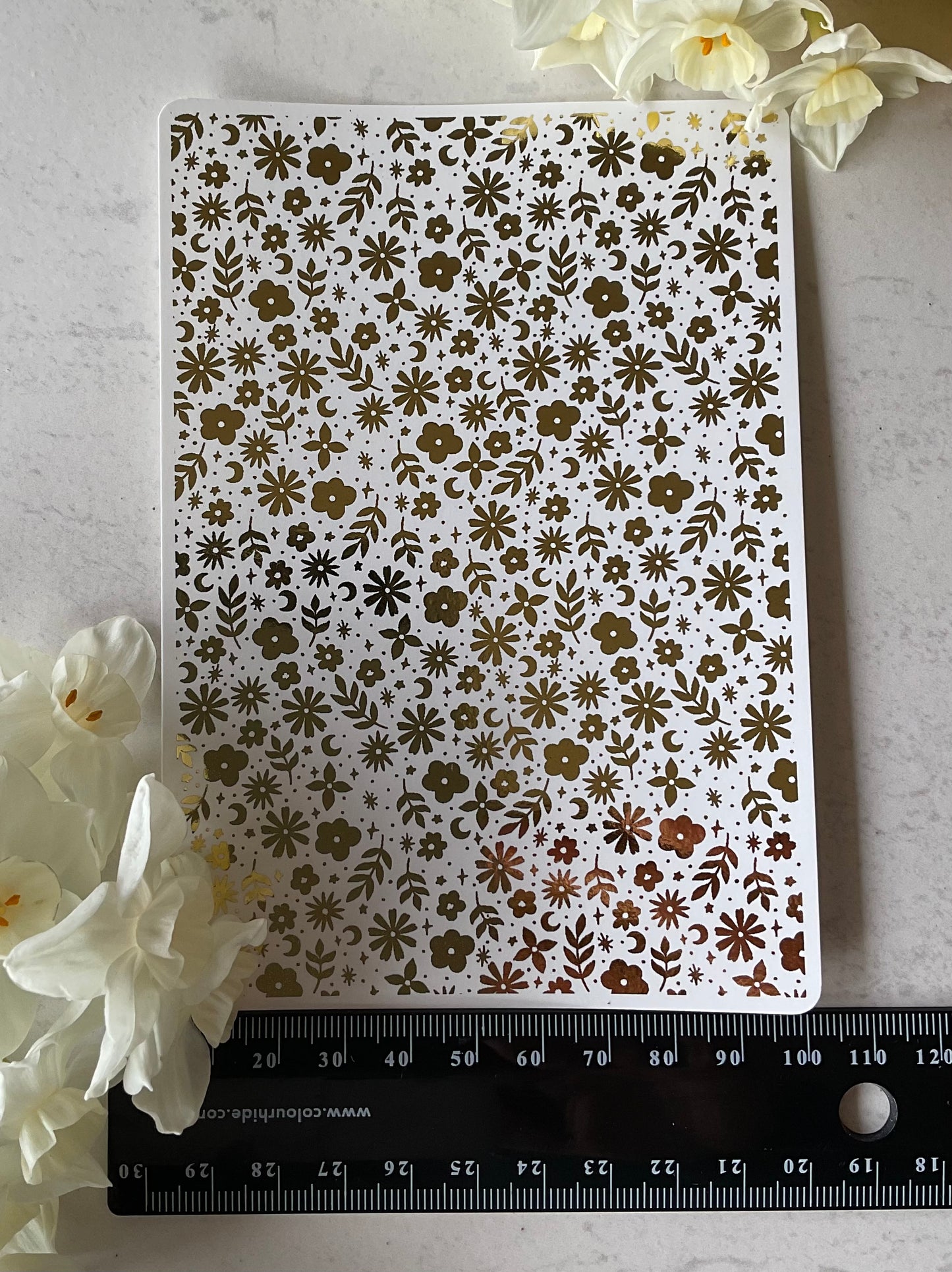 Celestial Floral Blooms Gold Foil Water Transfer 084