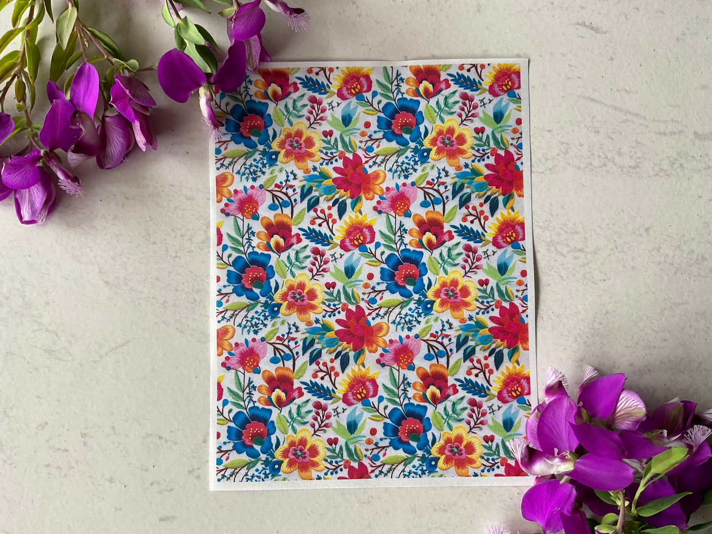 Rainbow Embroidered Florals Colour Water Soluble Transfer 010