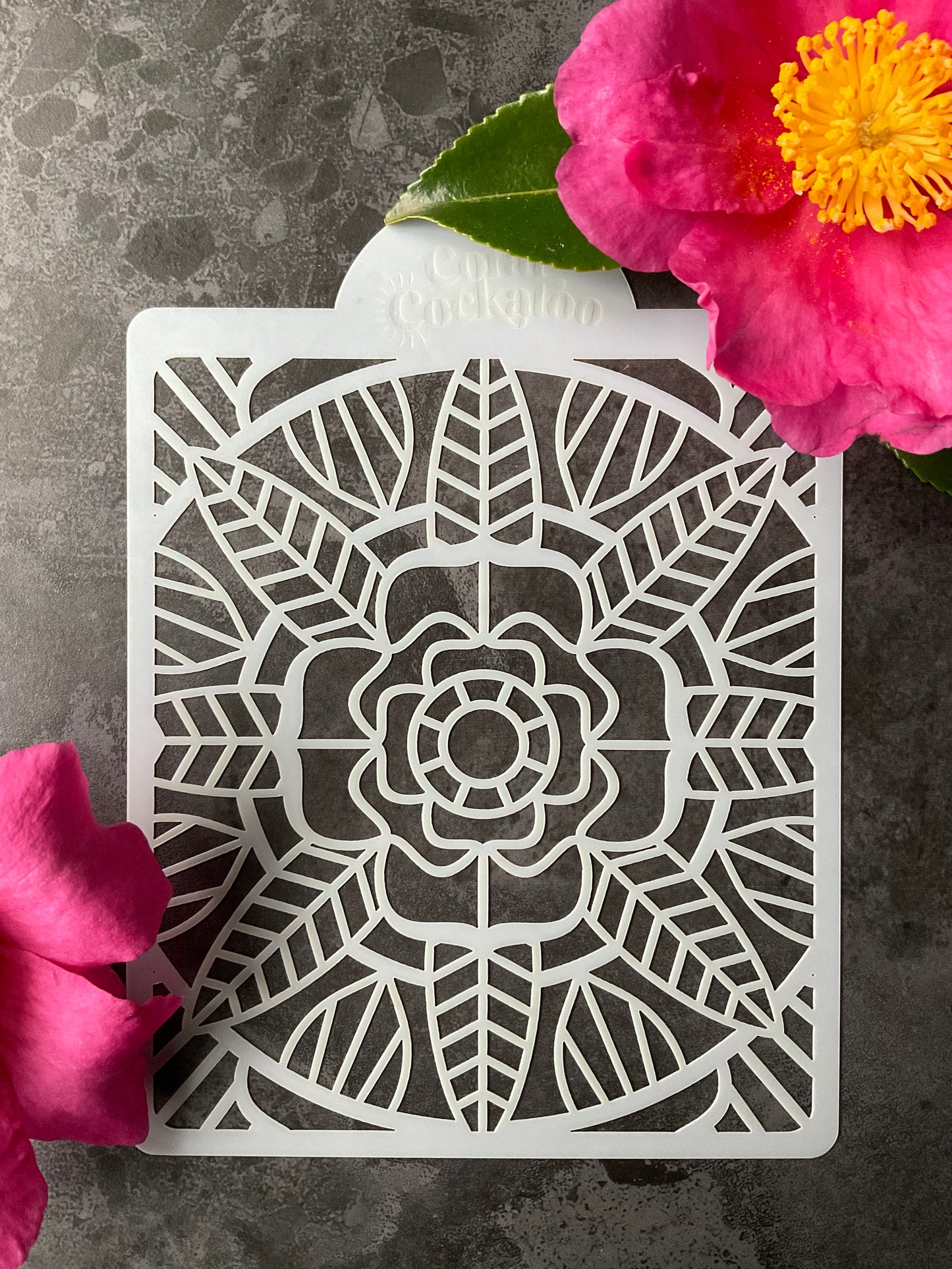 Stained Glass Rose Window Stencil ST032