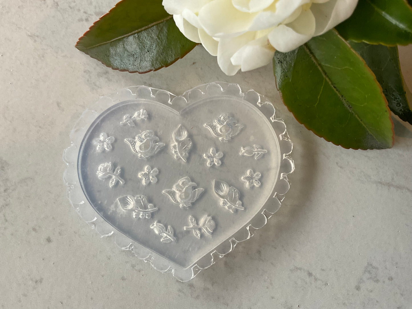 Rose Buds and Leaves Floral Miniature Silicone Mold 006