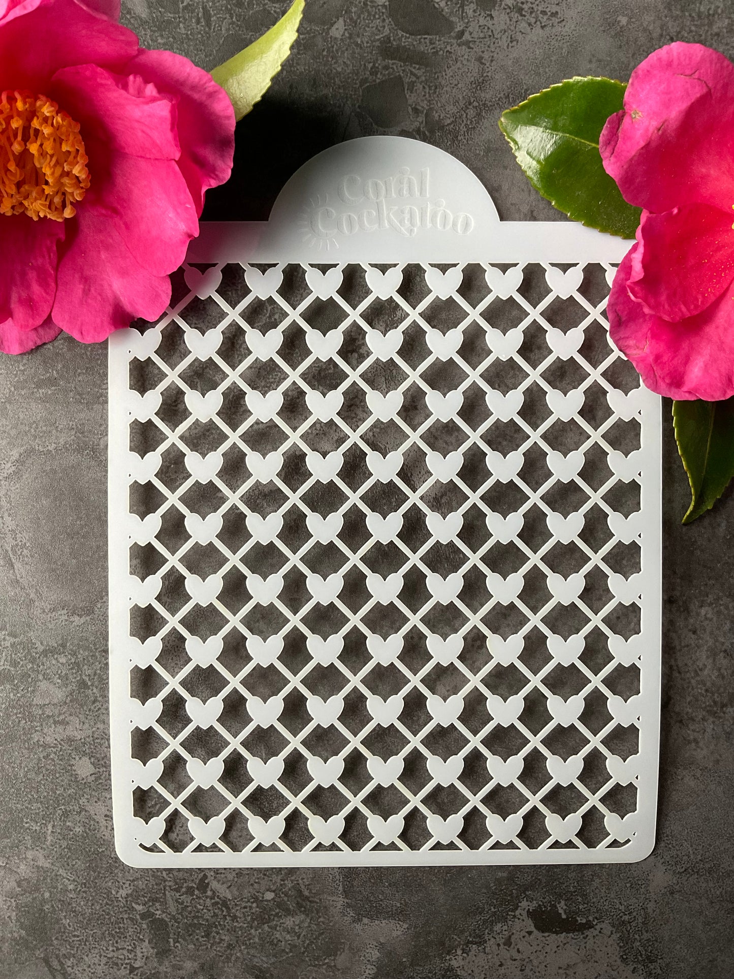 Original Valentine Hearts Lattice Weave Stencil ST051