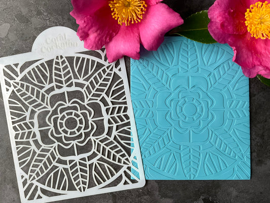 Stained Glass Rose Window Stencil ST032