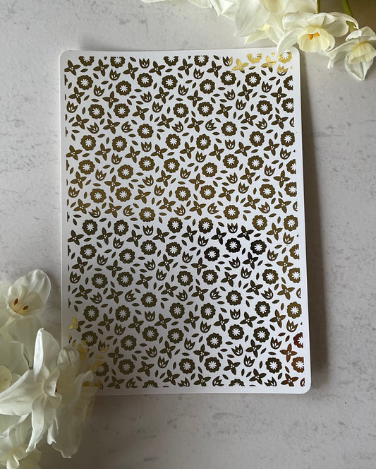 Ditsy Folk Flowers Gold Foil 062