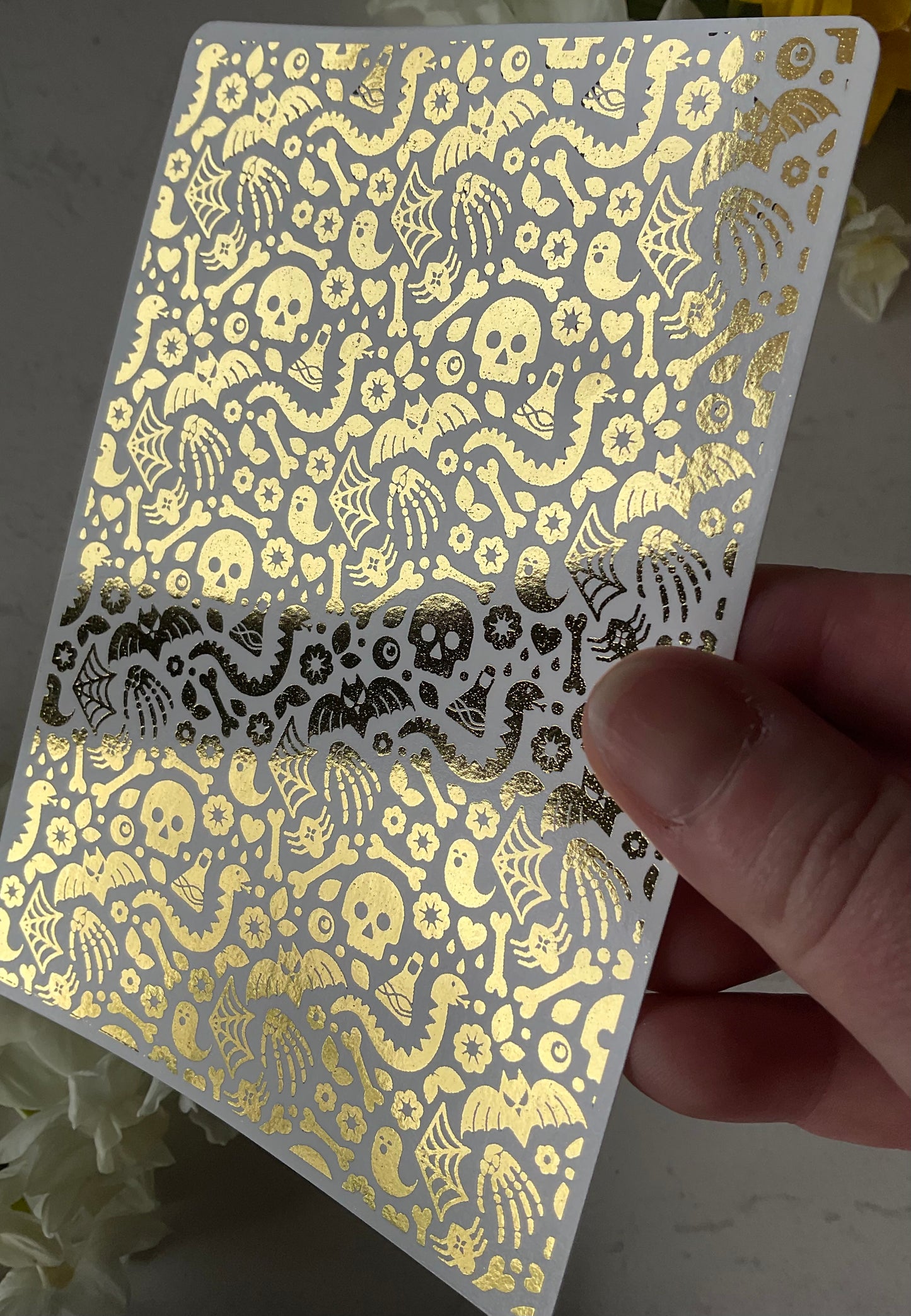 Spooky Halloween Night Skulls, Snakes & Ghosties Gold Foil 073