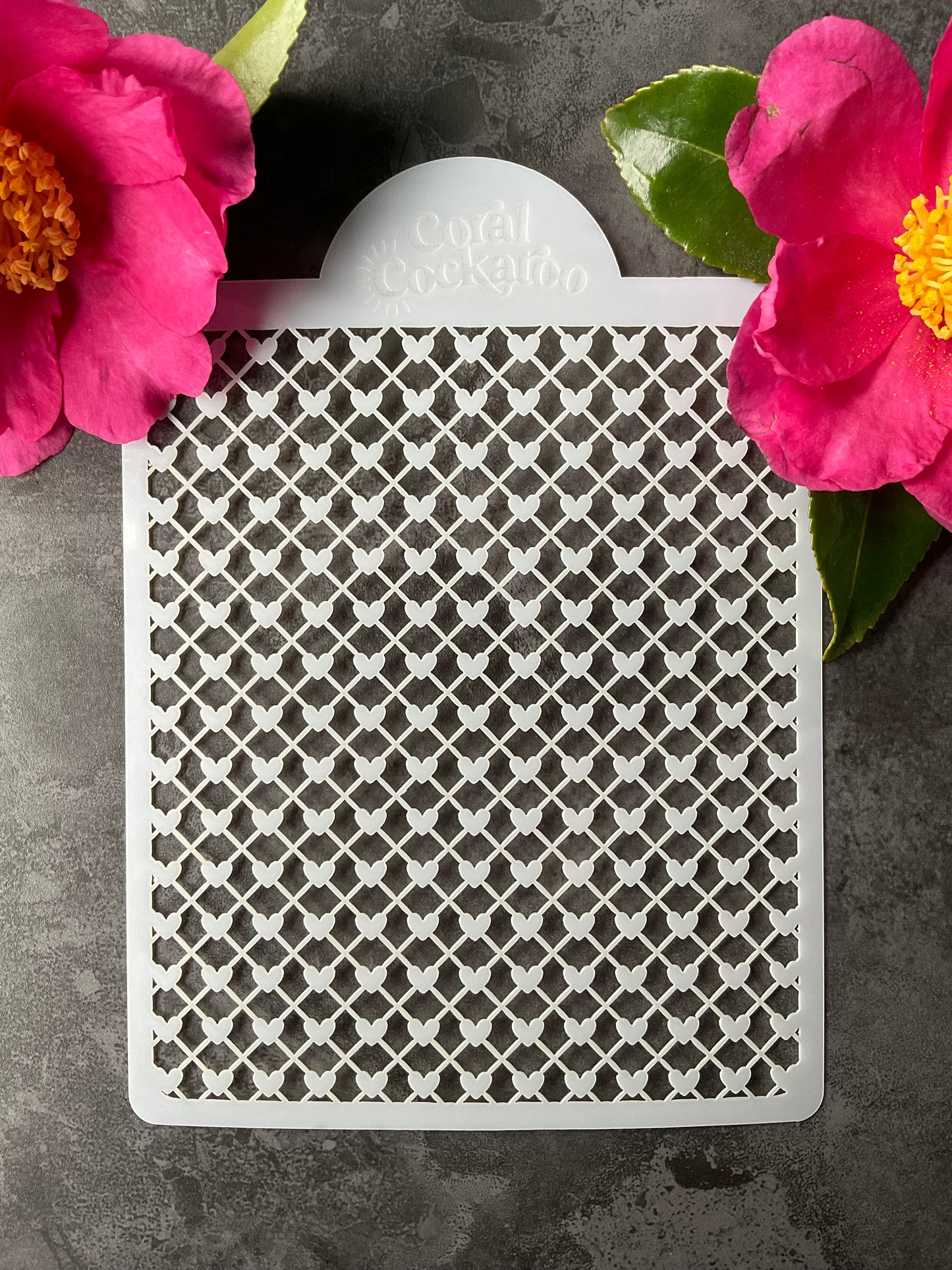 Mini Valentine Hearts Lattice Weave Stencil ST050