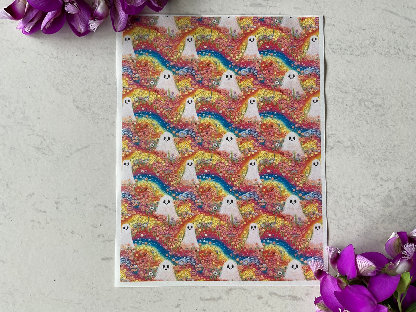 Rainbow Embroidered Ghosts Colour Water Soluble Transfer 008