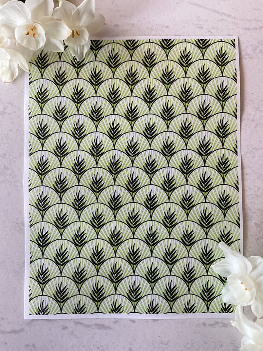 Art Deco Palm Scallops Only in Lime Collab Colour Water Soluble Transfer - Me Oh My Graphics x Coral Cockatoo 28