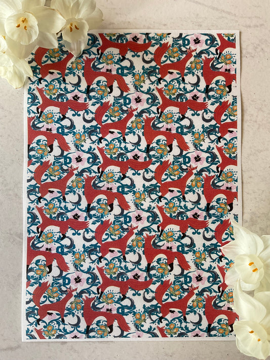 Reynard Red Fox Paisley Folklore Collab Colour Water Soluble Transfer - Me Oh My Graphics x Coral Cockatoo 15