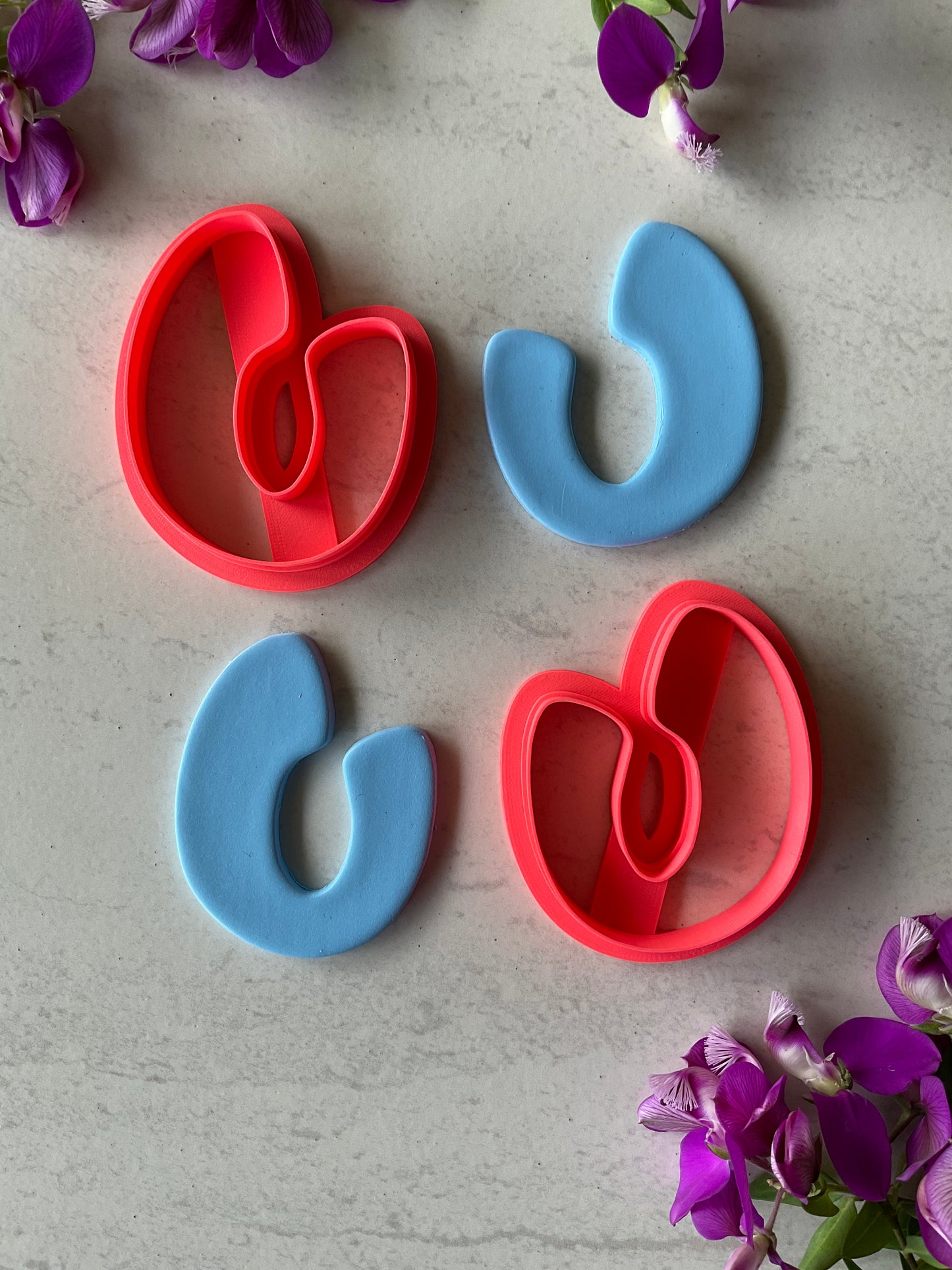 Horse Shoe Hoops Mirrored Pair Polymer Clay Cutters