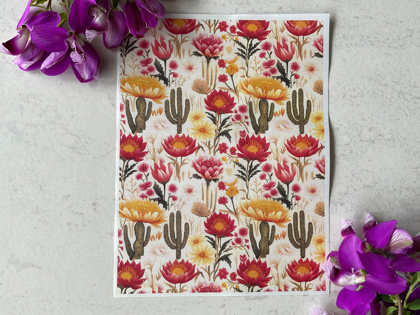 Desert Floral Blooms Colour Water Soluble Transfer 006