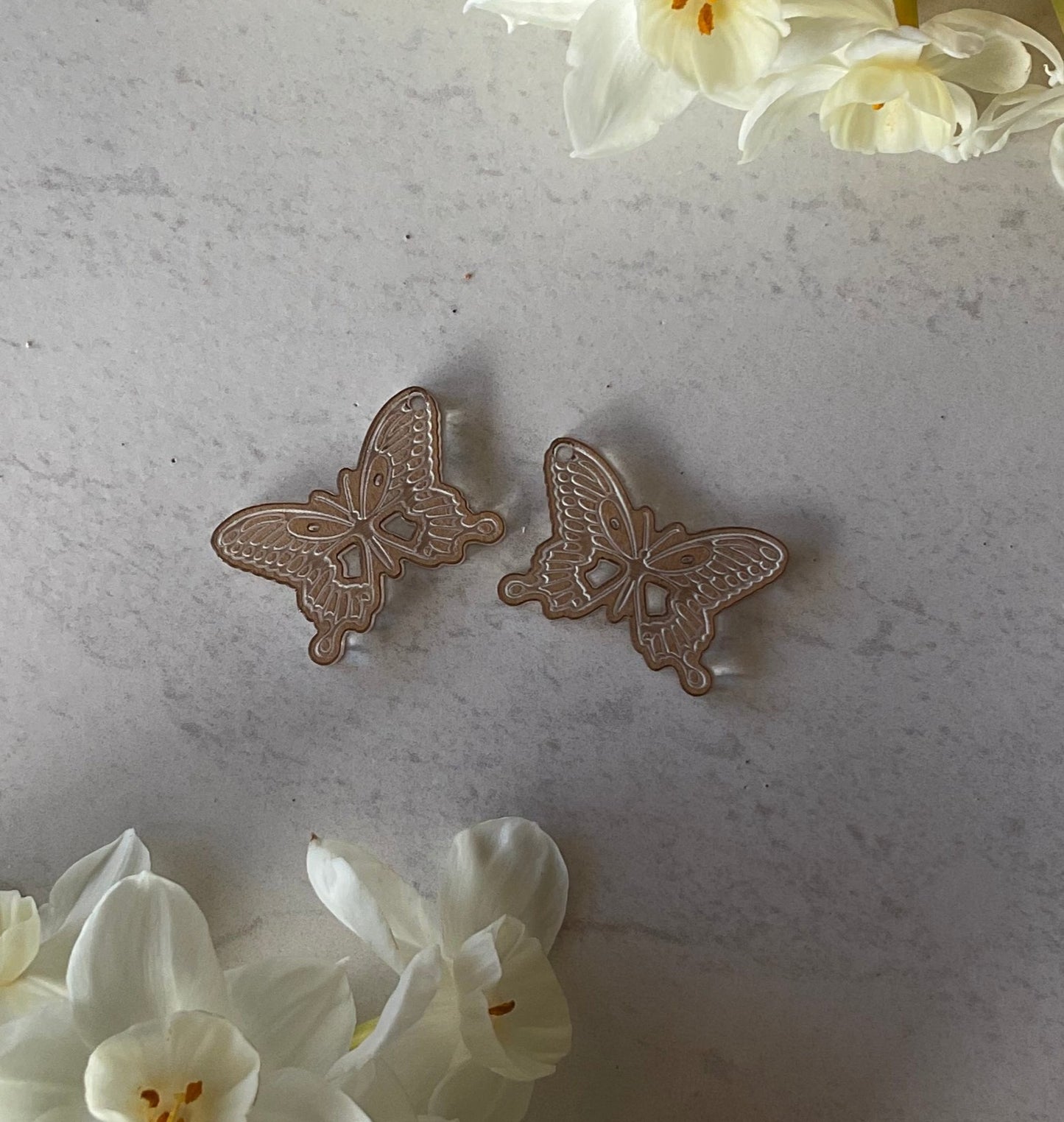 Clear Swallowtail Butterfly Acrylic Charm Pair