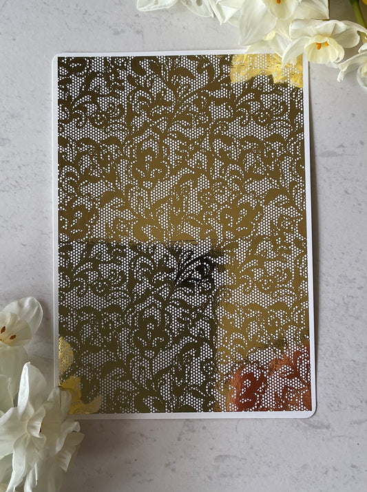 Grandmas Lace Flowers Gold Foil 077