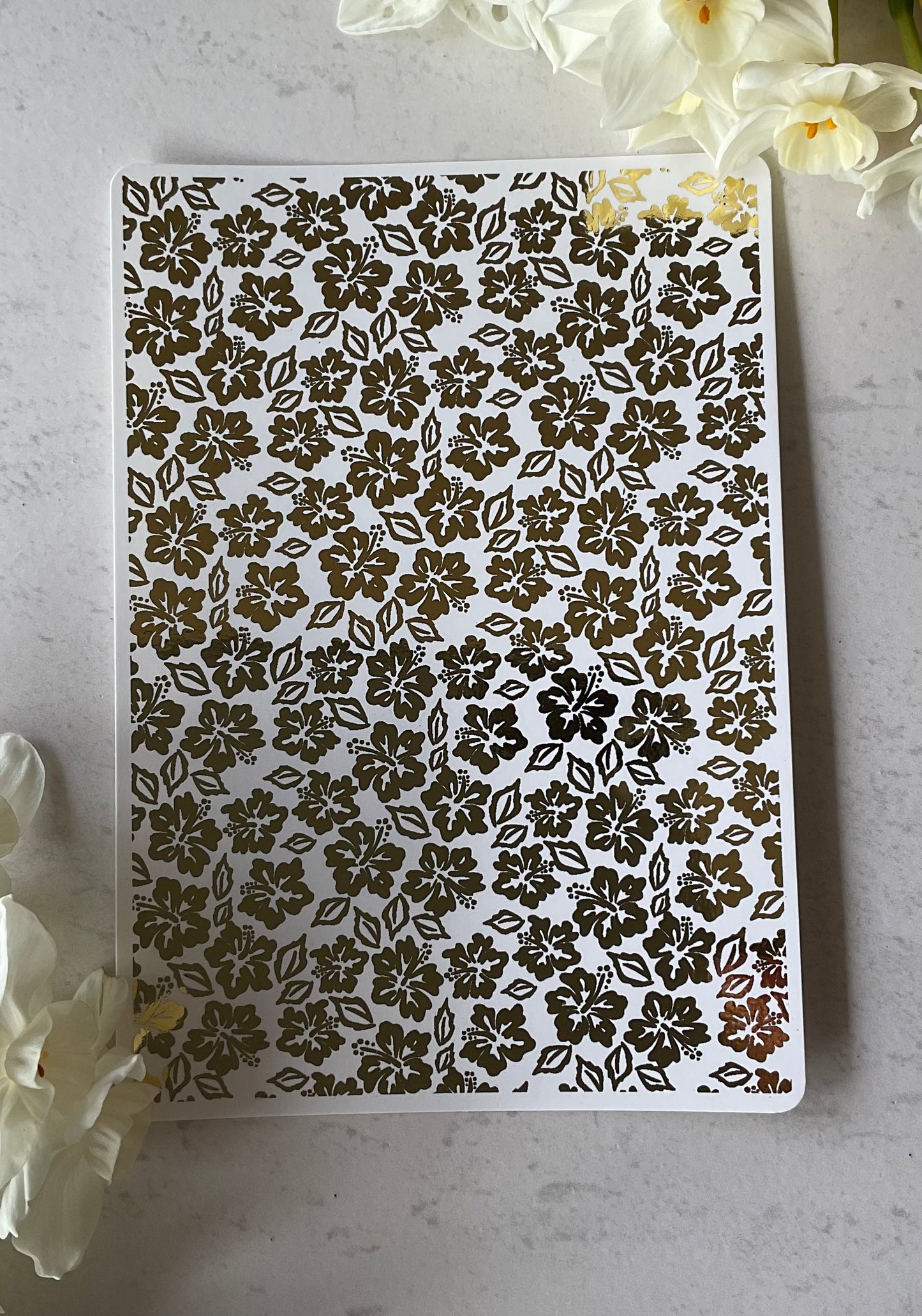 Mini Hibiscus Flowers Gold Foil 064