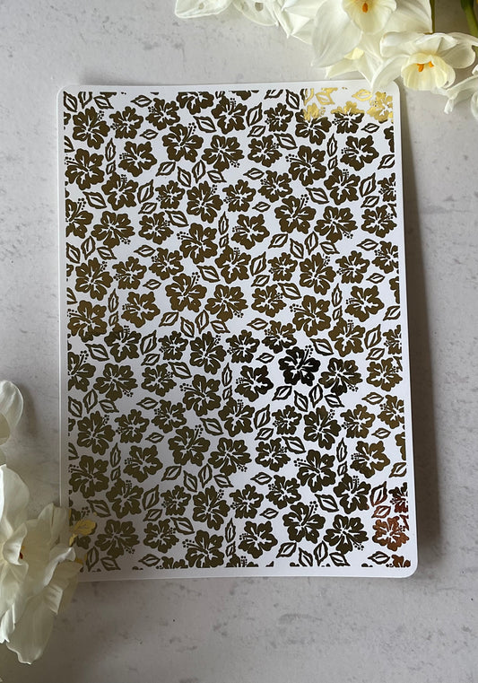 Mini Hibiscus Flowers Gold Foil 064