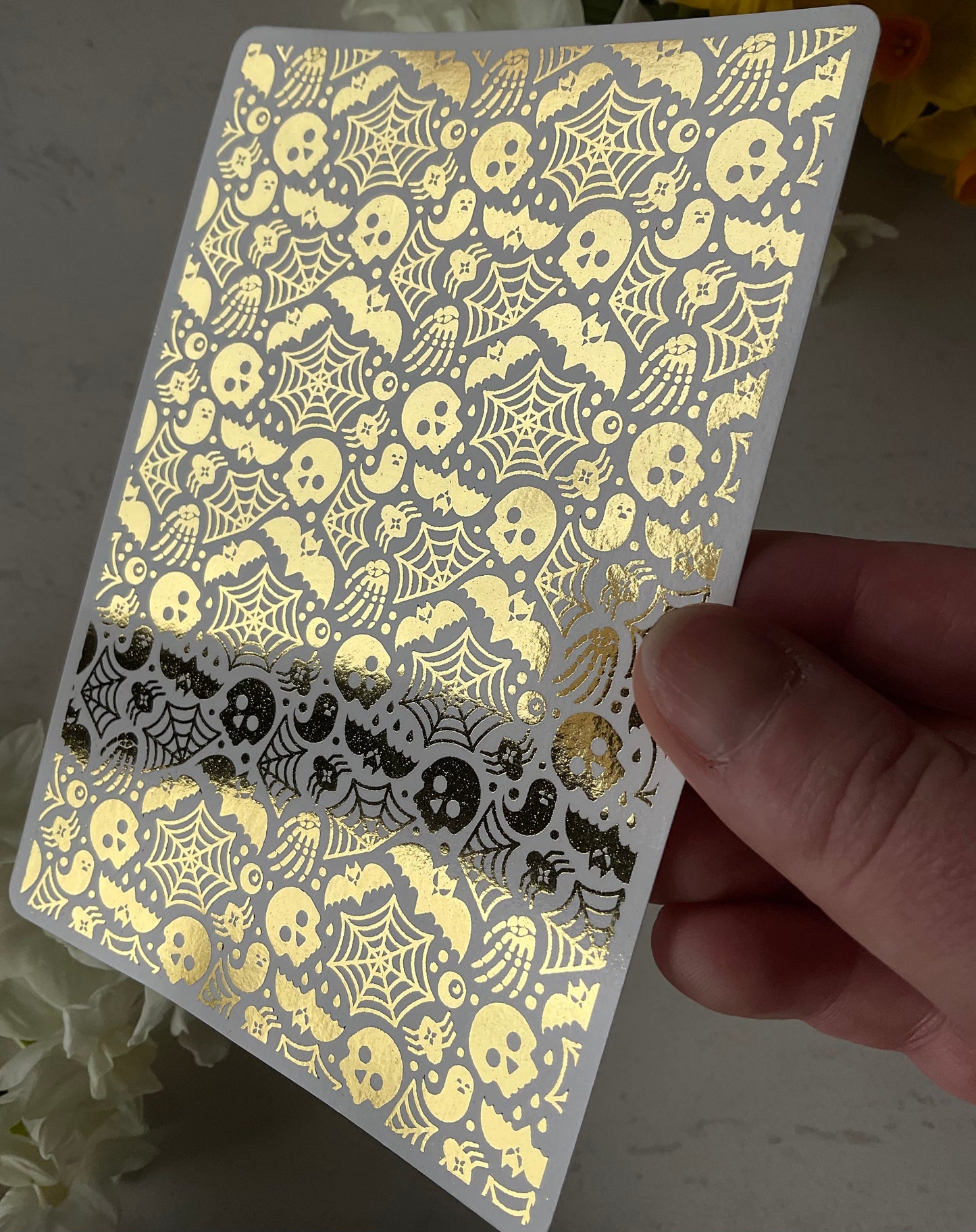 Creepy Halloween Spiders, Skulls & Spiderwebs Gold Foil 074