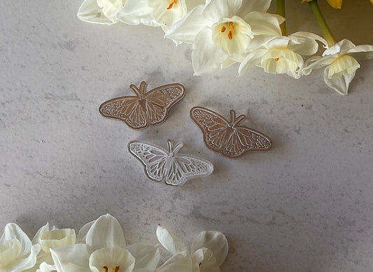 Clear Fritillary Butterfly Acrylic Charm Pair