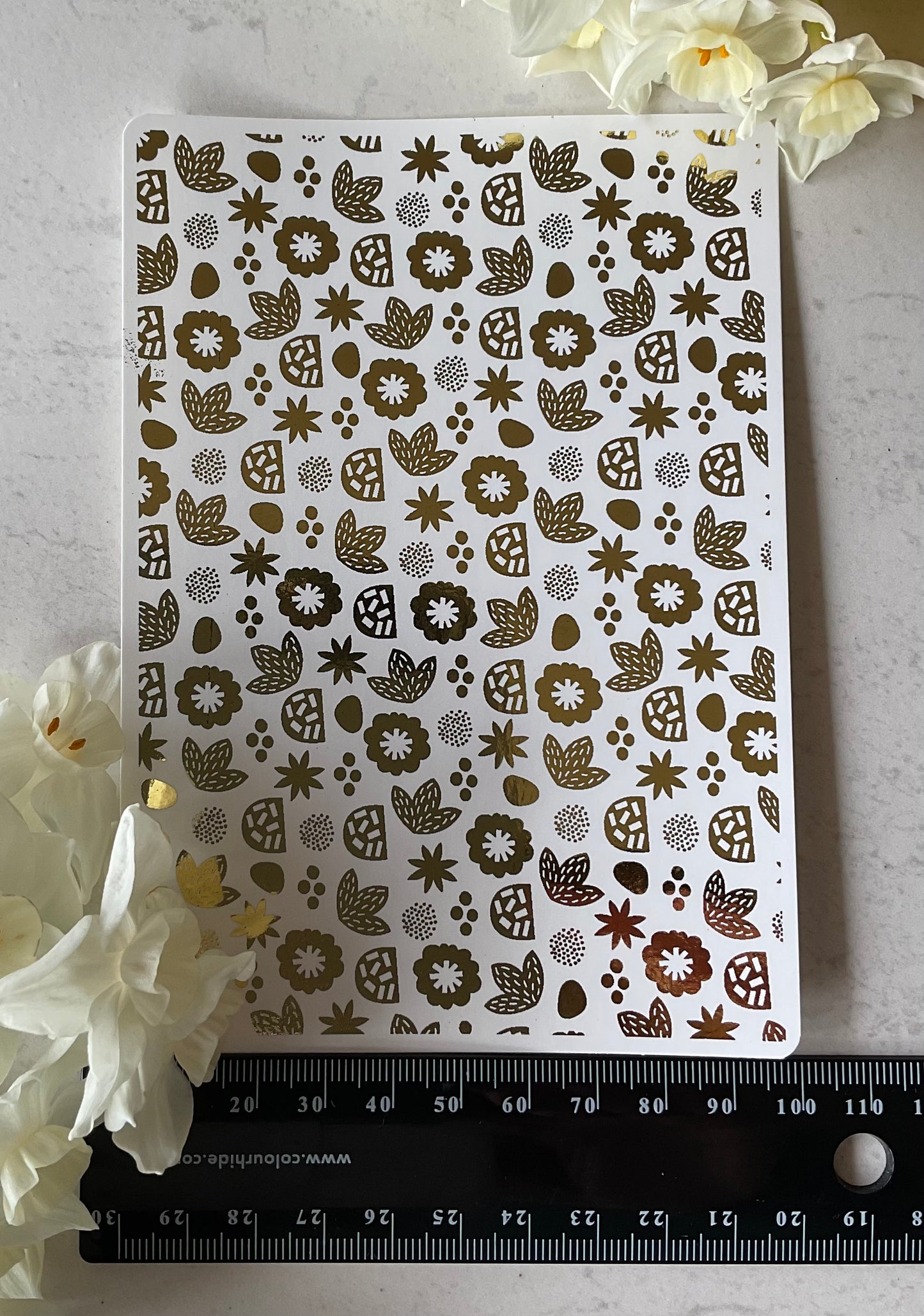 Contemporary Bohemian Florals Gold Foil Water Transfer 085