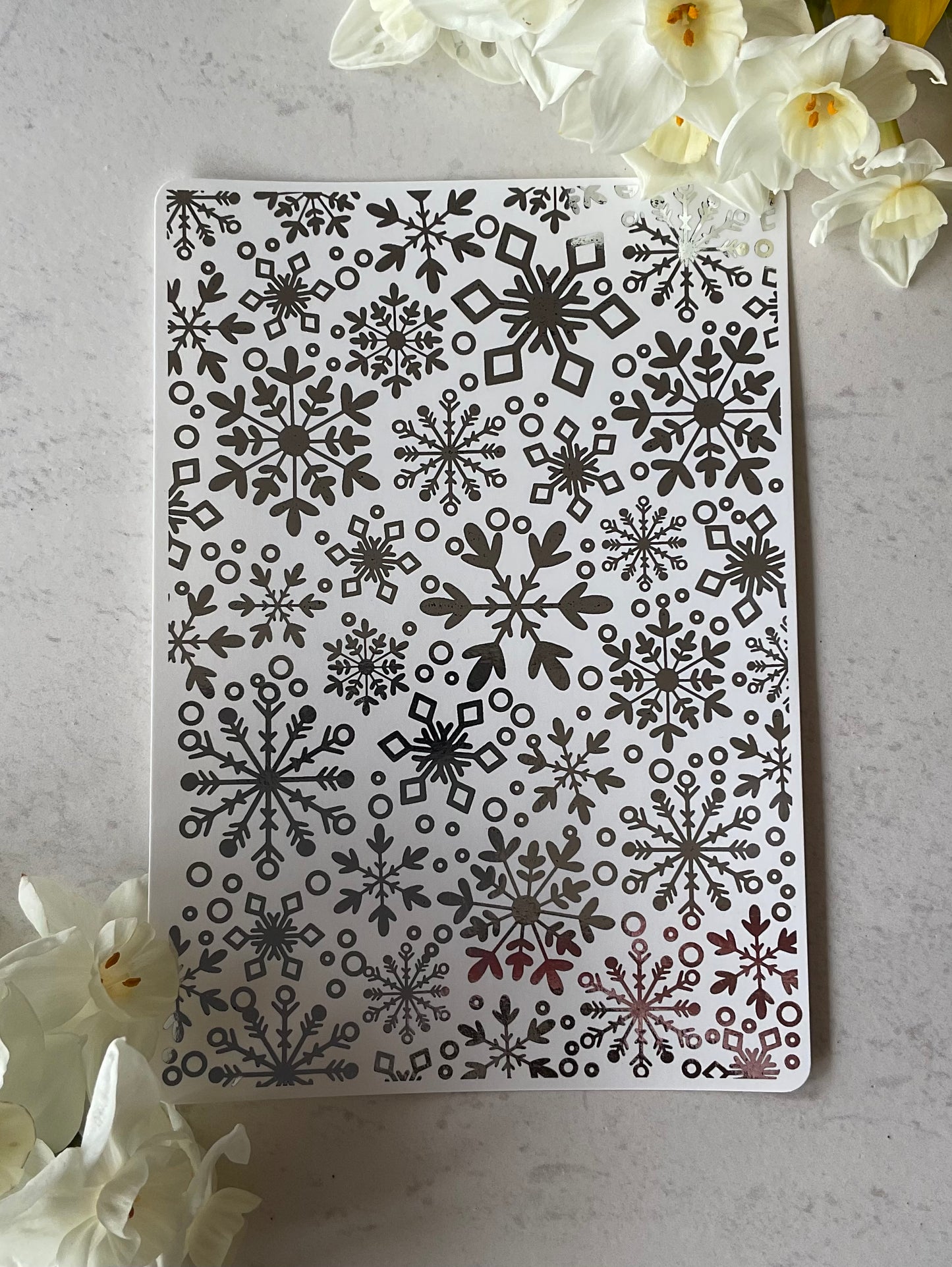 Intricate Snowflakes Silver Foil Water Transfer 091