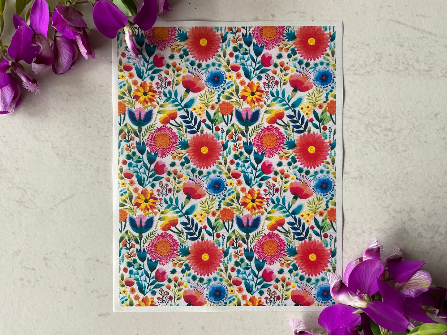 Rainbow Embroidered Florals Colour Water Soluble Transfer 010