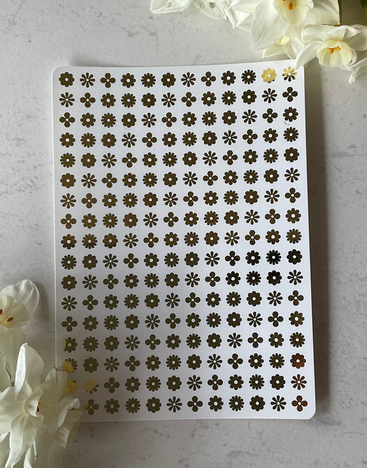 Polka Dot Flowers Gold Foil 063