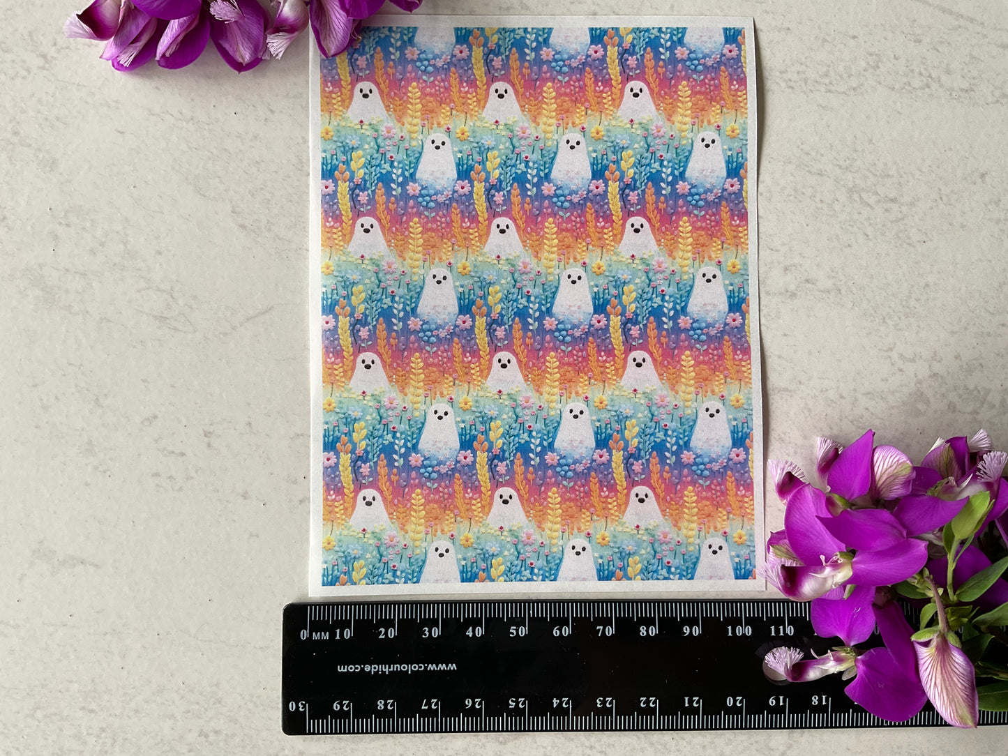 Rainbow Embroidered Ghosts Colour Water Soluble Transfer 008