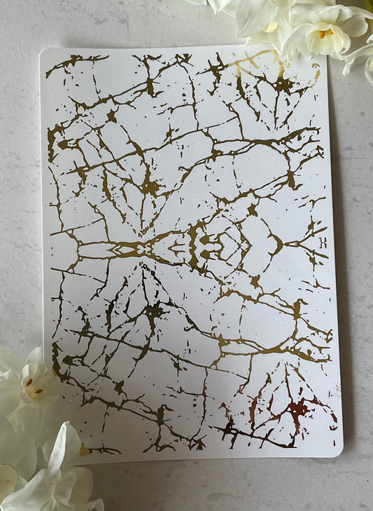 Intricate Marble Crackles Gold Foil Water Transfer 088