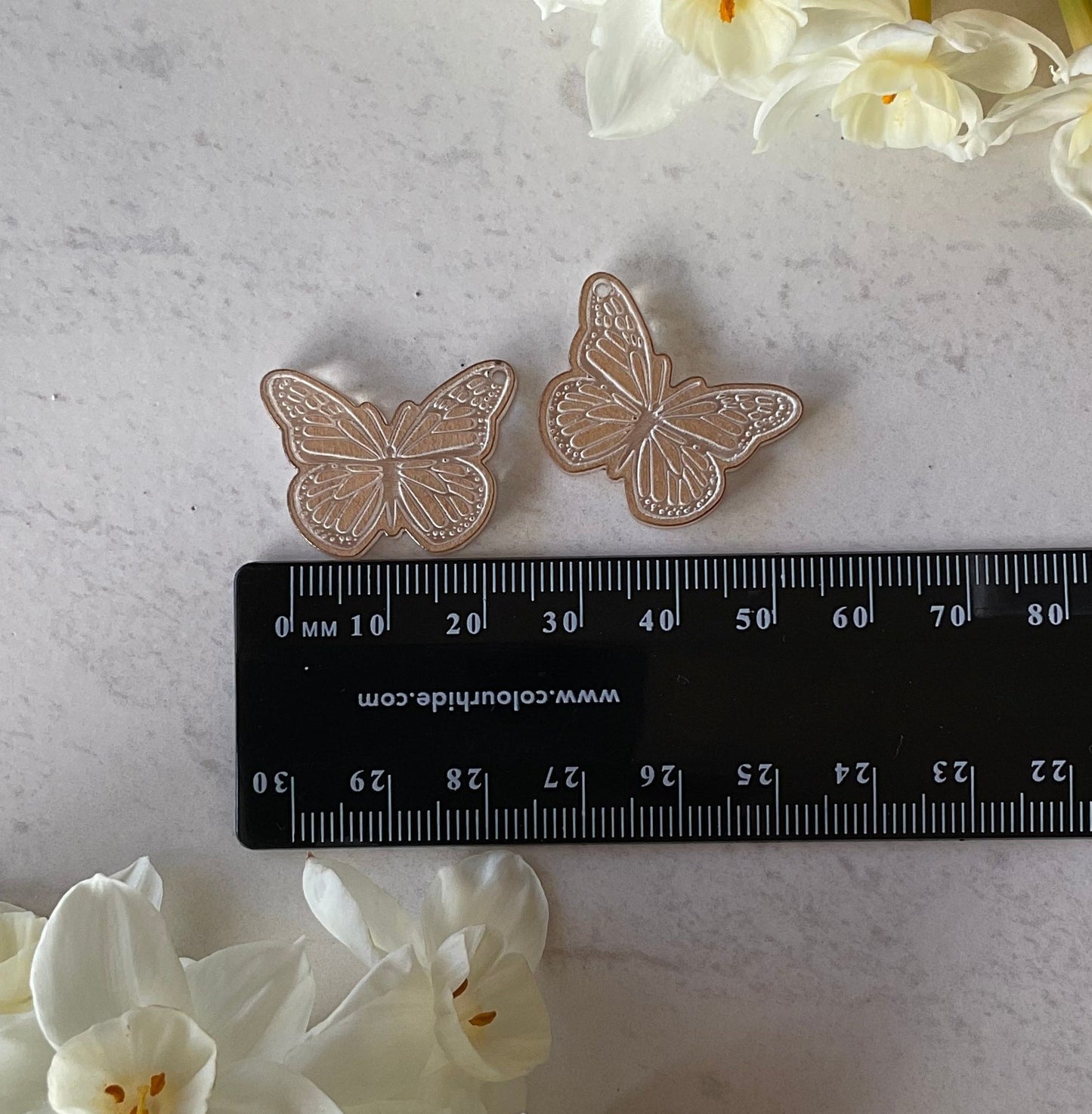 Clear Monarch Butterfly Acrylic Charm Pair