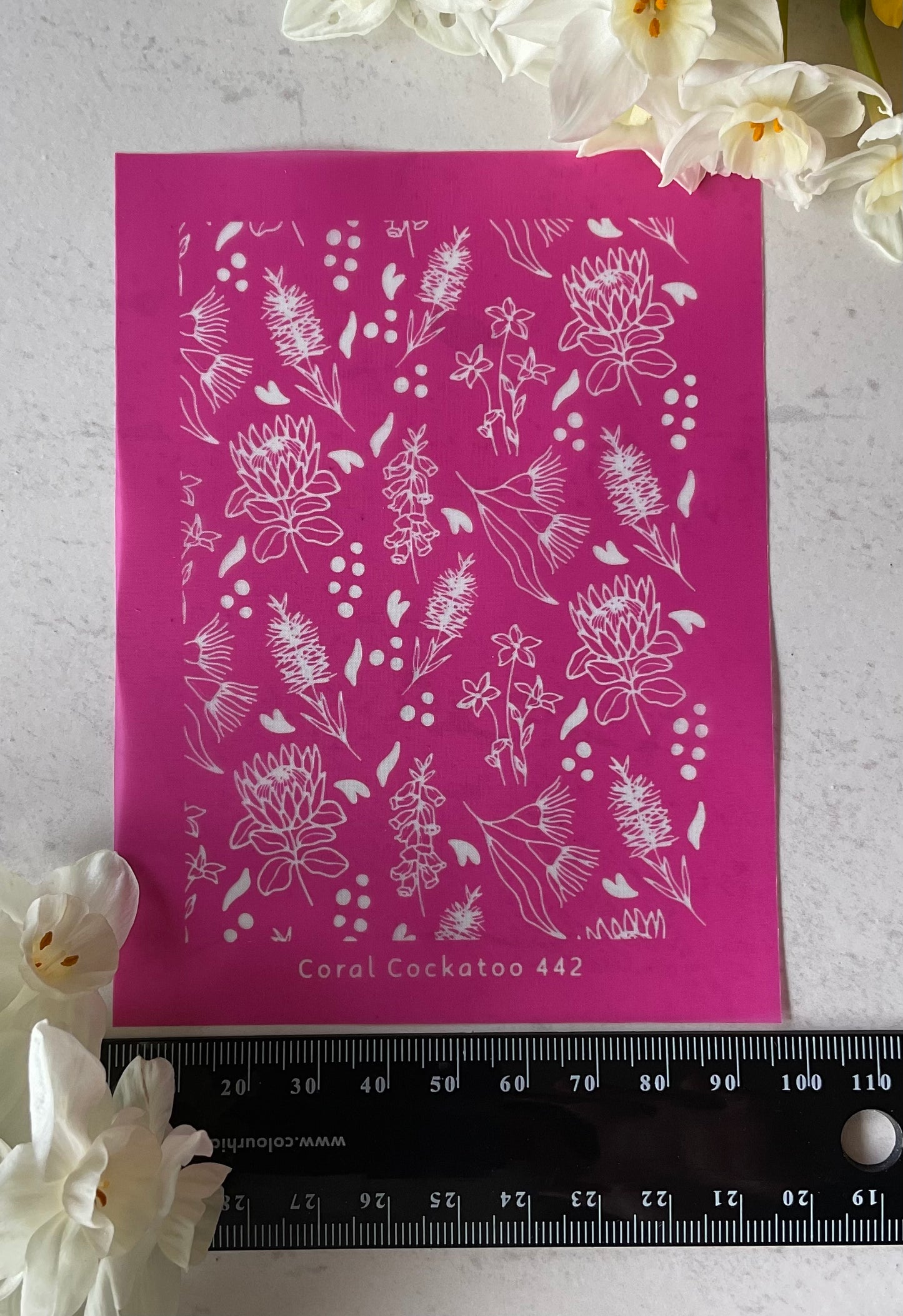 Ditsy Australian Botanicals Bottlebrush & Eucalyptus Blossoms Silkscreen 442