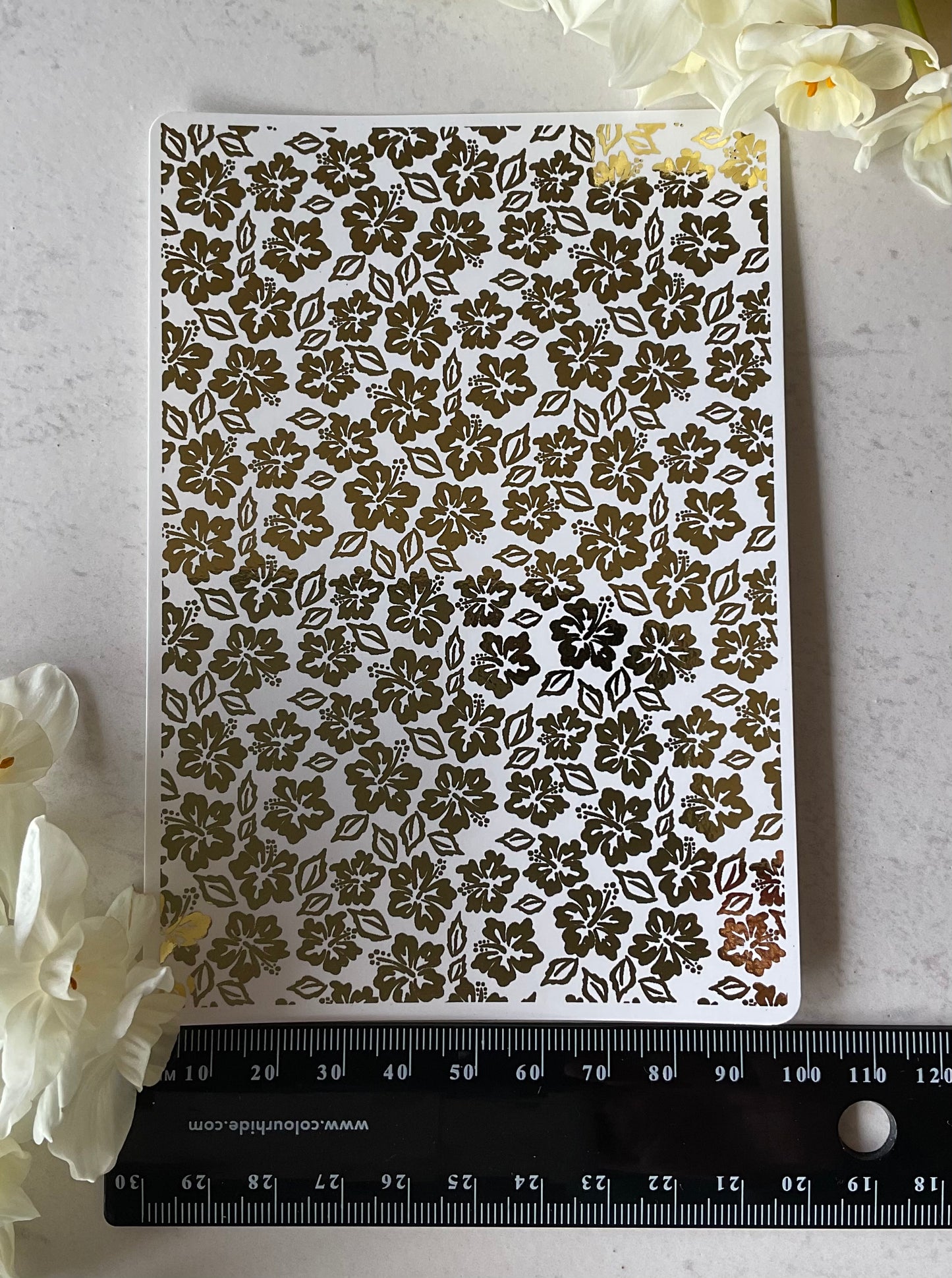 Mini Hibiscus Flowers Gold Foil 064