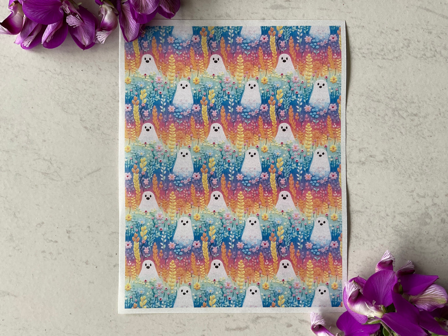 Rainbow Embroidered Ghosts Colour Water Soluble Transfer 008