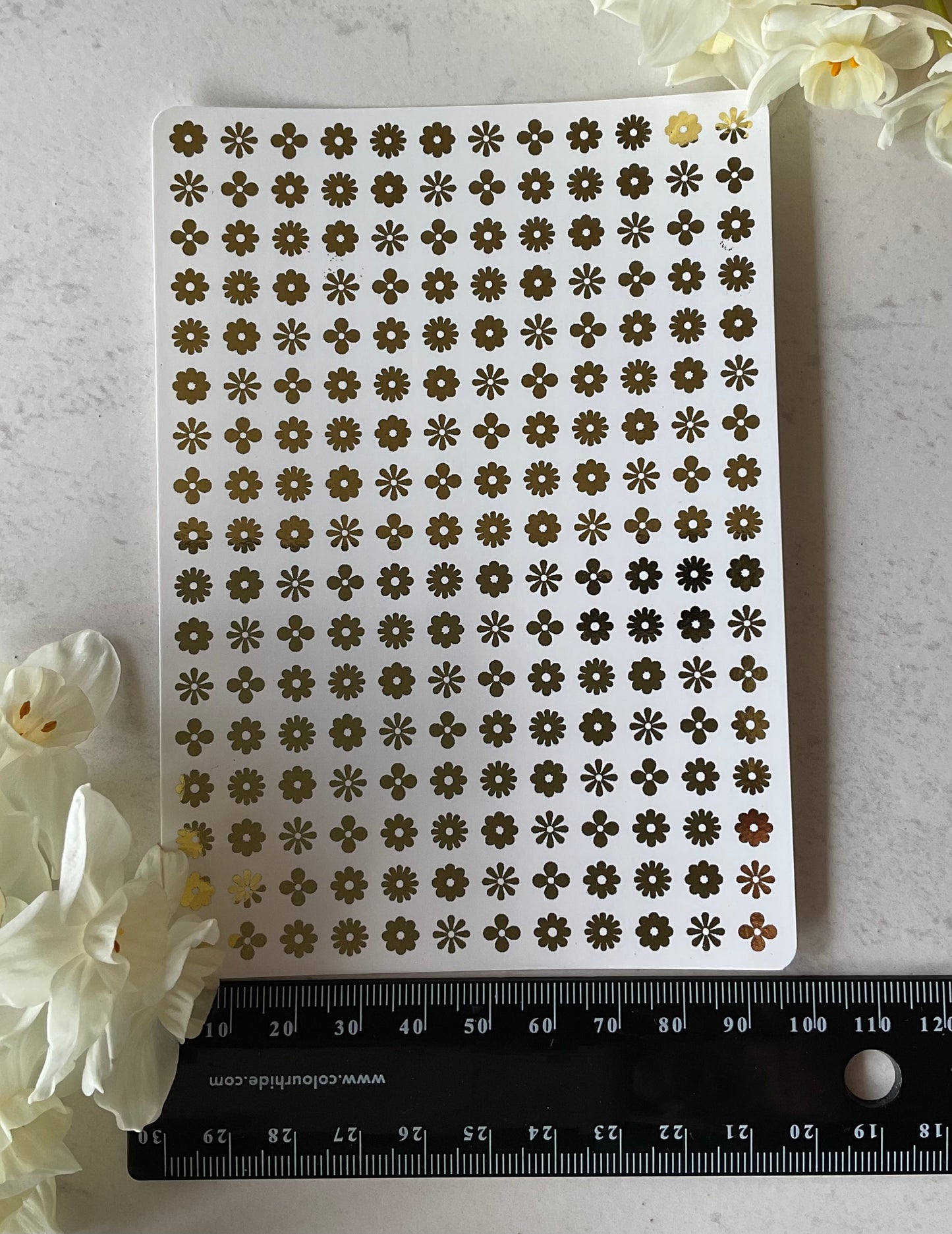 Polka Dot Flowers Gold Foil 063