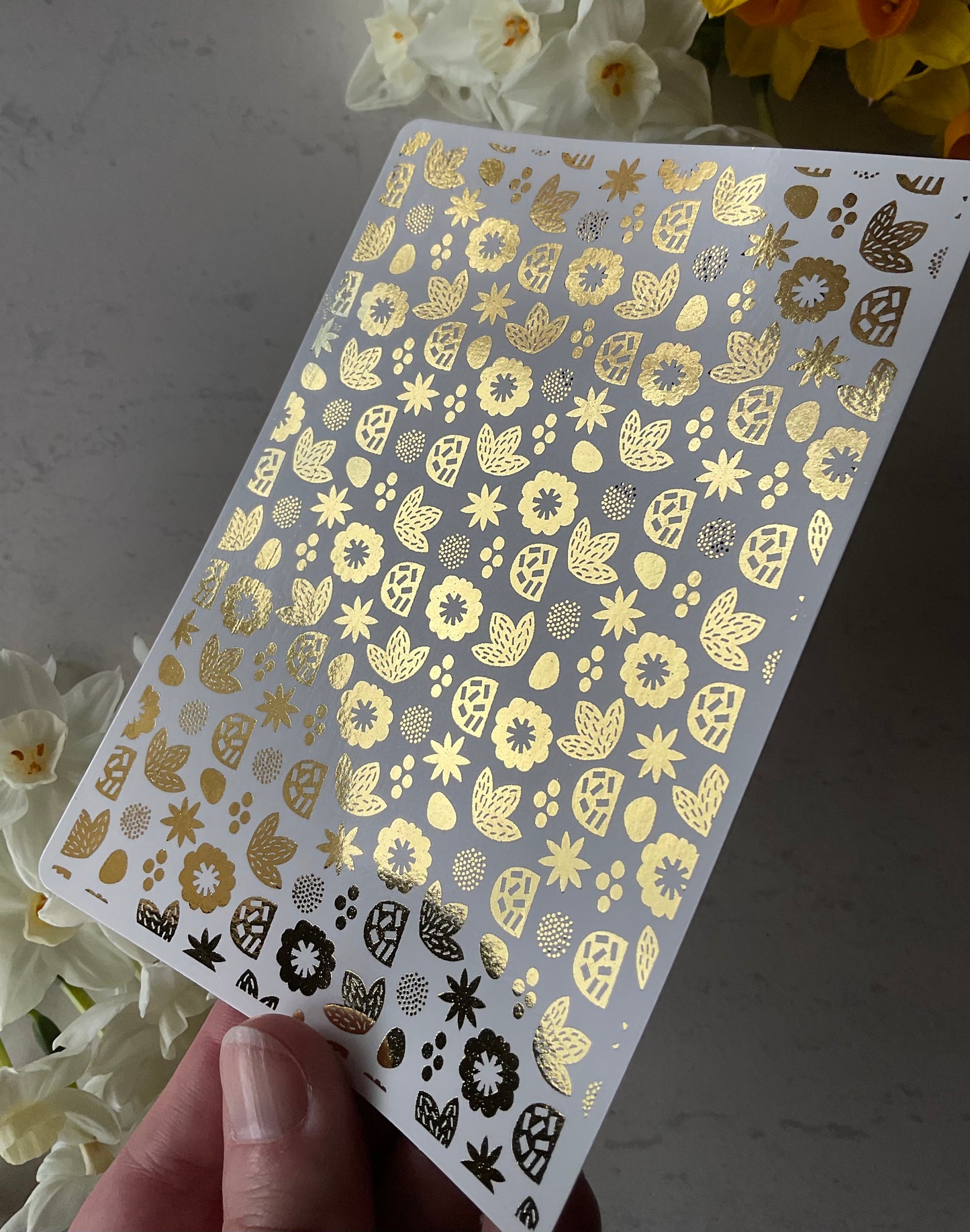 Contemporary Bohemian Florals Gold Foil Water Transfer 085