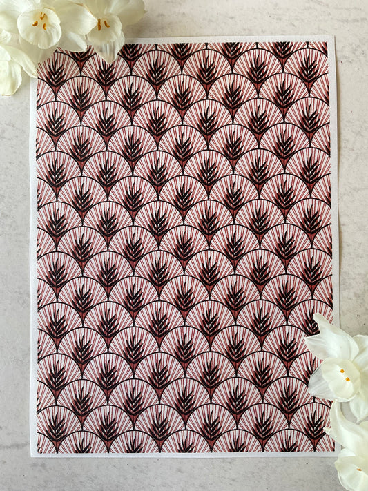 Art Deco Palm Scallops Only in Burnt Copper Collab Colour Water Soluble Transfer - Me Oh My Graphics x Coral Cockatoo 29