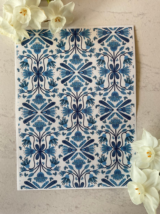 Toile Wooly Butt Gum Blossoms Collab Colour Water Soluble Transfer - Me Oh My Graphics x Coral Cockatoo 01