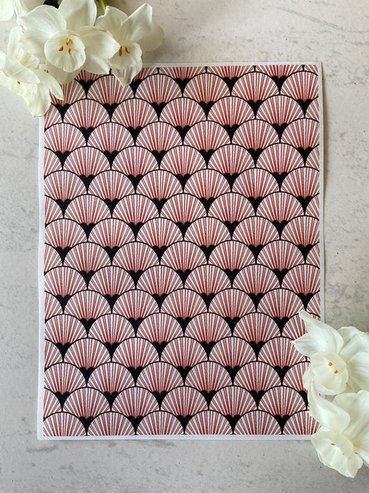 Art Deco Fan Scallops Only in Burnt Copper Collab Colour Water Soluble Transfer - Me Oh My Graphics x Coral Cockatoo 34