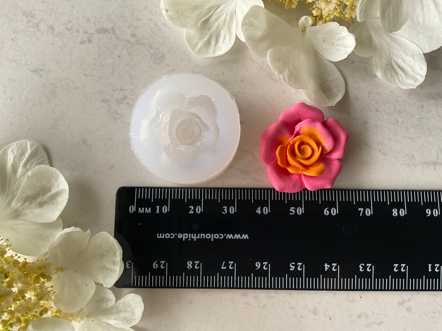 28 mm Flowering Rose Flower Silicone Mold