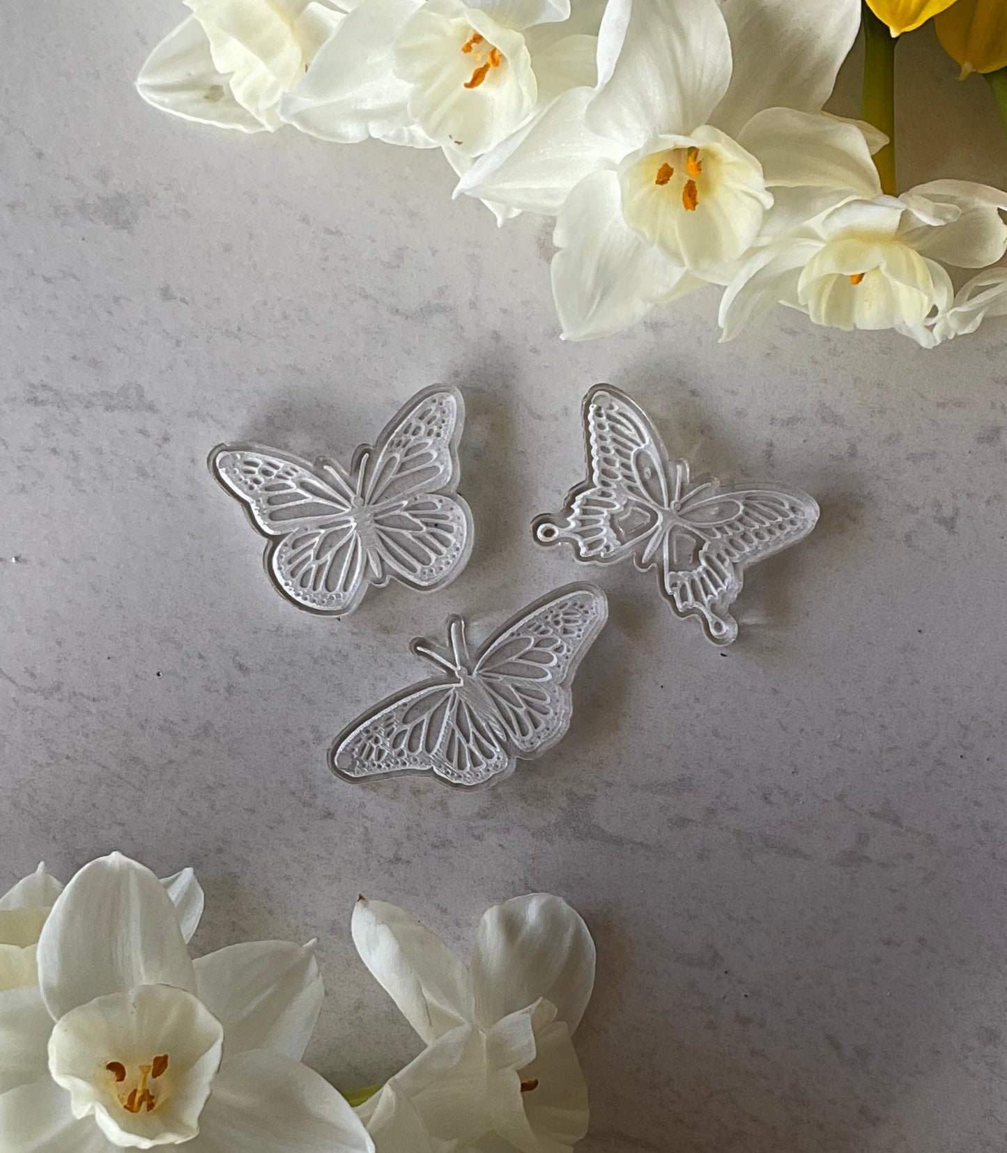 Clear Swallowtail Butterfly Acrylic Charm Pair