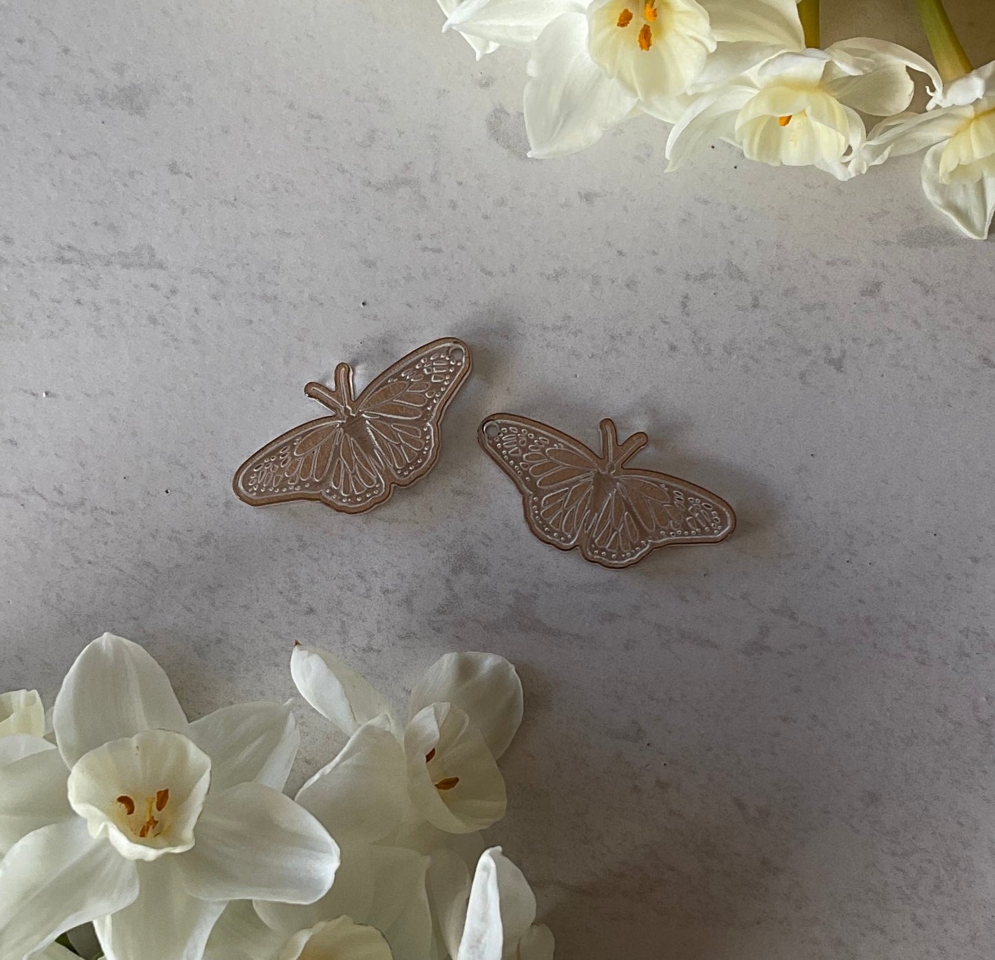 Clear Fritillary Butterfly Acrylic Charm Pair